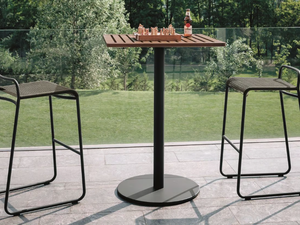 BUTTON - Square teak high table - Table by RODA