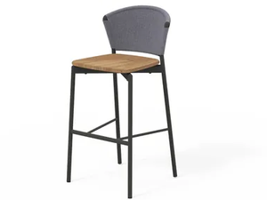 PIPER 050 - High stool in aluminum and teak with footrest - Stool by RODA