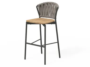 PIPER 250 - High stool in aluminum and teak - Stool by RODA