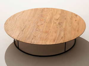 ZEFIRO - Low round teak garden side table - Side table by RODA