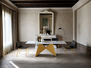 GEMINI - Wooden dining table with metal base - Table by Ronda Design