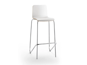 ATICON - Stackable high wood veneer stool with back - Stool by Rosconi