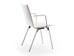 LOGOCHAIR - Stackable wood veneer chair with armrests - Chair by Rosconi