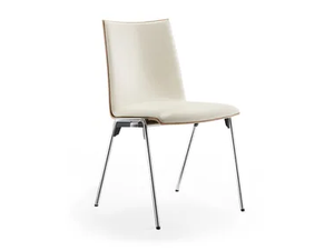 LOGOCHAIR - Upholstered stackable leather chair - Chair by Rosconi