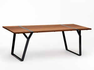 FLINT - Rectangular steel and wood table - Table by Ross Gardam