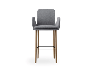 SOFIE - Fabric stool with armrests with back - Stool by ROSSIN