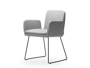 SOFIE - Sled base fabric easy chair with armrests - Armchair by ROSSIN