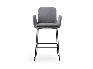 SOFIE - Sled base fabric stool with armrests - Stool by ROSSIN