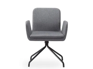 SOFIE - Swivel trestle-based fabric easy chair with armrests - Armchair by ROSSIN