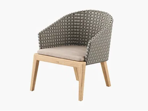 CALYPSO - Garden synthetic fibre ant teak easy chair with armrests - Armchair by Royal Botania