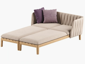 CALYPSO LOUNGE - Fabric and teak sun lounger - Accessories by Royal Botania