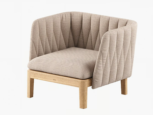 CALYPSO LOUNGE - Garden fabric an teak easy chair with armrests - Armchair by Royal Botania