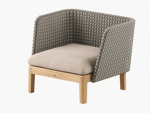 CALYPSO LOUNGE - Garden synthetic fabric and teak easy chair - Armchair by Royal Botania