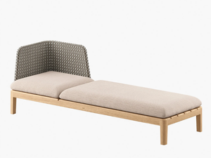 CALYPSO LOUNGE - Recliner synthetic fabric and teak sun lounger - Armchair by Royal Botania