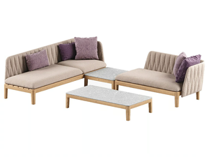 CALYPSO LOUNGE - Sectional fabric and teak garden sofa - Sofa by Royal Botania