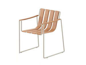 STRAPPY - Sled base Imitation leather garden chair with armrests - Chair by Royal Botania