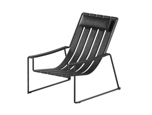 STRAPPY - Sled base stackable Imitation leather garden armchair with headrest - Armchair by Royal Botania