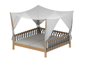 TUSKANY - Canopy teak garden bed with parasol - Bed frame by Royal Botania