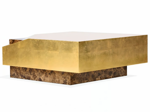 VAZ - Low square wooden coffee table with Emperador marble base - Coffee table by ROYAL STRANGER