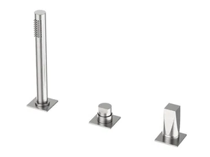 ALINE 49028 - Deck mounted 3 hole stainless steel bathtub tap with hand shower - Tap by Rubinetterie Frattini