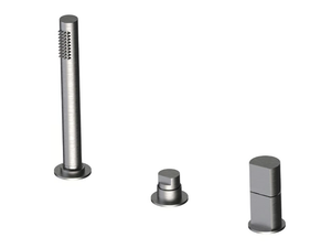 BORGIA 89028B - Deck mounted 3 hole stainless steel bathtub tap with hand shower - Tap by Rubinetterie Frattini