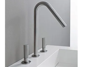 22MM - 3 hole stainless steel washbasin tap with individual rosettes - Tap by Rubinetterie Treemme