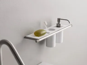 22MM - Shelf with toothbrush holder, dispenser and soap holder - Cabinet by Rubinetterie Treemme