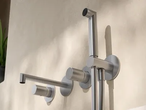 28MM - Wall-mounted steel bathtub mixer with hand shower - Tap by Rubinetterie Treemme