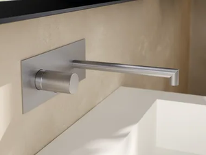 28MM - Wall-mounted steel washbasin mixer with plate - Tap by Rubinetterie Treemme