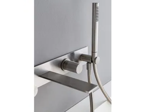 3.6 - Wall-mounted stainless steel bathtub mixer with overhead shower - Tap by Rubinetterie Treemme