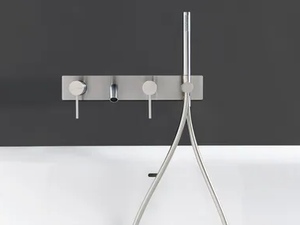 40MM - Wall-mounted stainless steel bathtub set with plate - Bathtub by Rubinetterie Treemme
