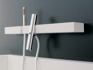 BLOK - Single handle bathtub mixer with hand shower - Tap by Rubinetterie Treemme