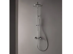 LINE - Wall-mounted brass shower panel with overhead shower - Shower panel by Rubinetterie Treemme