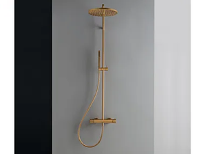 UP+ - Wall-mounted brass shower panel with overhead shower - Shower panel by Rubinetterie Treemme