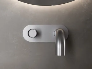 WATERTUBE - Wall-mounted stainless steel washbasin mixer with plate - Tap by Rubinetterie Treemme