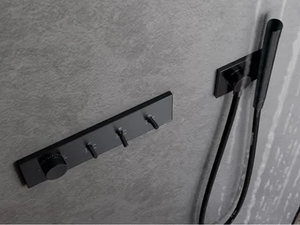 WATT - Thermostatic brass shower mixer with plate - Shower by Rubinetterie Treemme