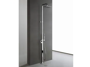 X-CHANGE_MONO - Floor standing brass shower panel with overhead shower - Shower panel by Rubinetterie Treemme