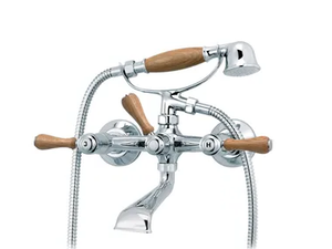 1935 WOOD - 2 hole bathtub mixer with hand shower - Tap by RVB