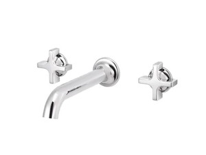 TIMES - 3 hole wall-mounted chromed brass washbasin tap - Tap by RVB