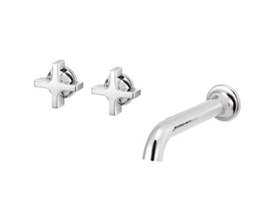 TIMES - 3 hole wall-mounted chromed brass washbasin tap - Tap by RVB
