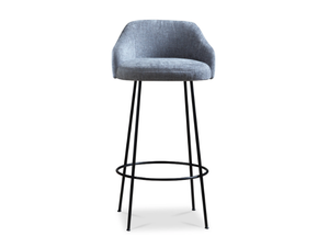 ISABELLE - High upholstered fabric stool with back - Stool by Saba Italia