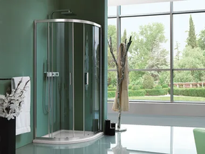 CEE ART - Semicircular tempered glass shower cabin with sliding door - Door by Samo