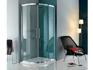 EUROPA - Corner semicircular shower cabin with sliding door - Door by Samo