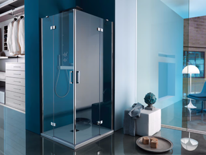 GRAND POLARIS - Corner rectangular shower cabin with hinged door - Door by Samo