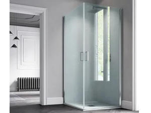 POLARIS - Corner rectangular tempered glass shower cabin with hinged door - Door by Samo