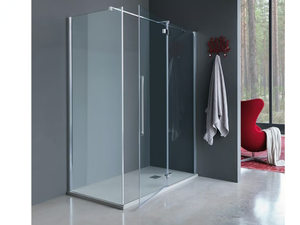 ZENITH - Corner shower cabin with hinged door - Door by Samo