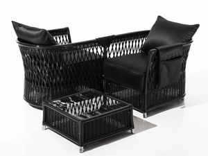 VEGA - Garden woven wicker easy chair with armrests - Armchair by Samuele Mazza Outdoor
