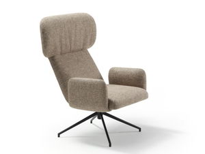 ELLE - Wing trestle-based fabric armchair with armrests - Armchair by Sancal