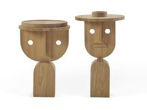FACES - Round oak coffee table - Coffee table by Sancal