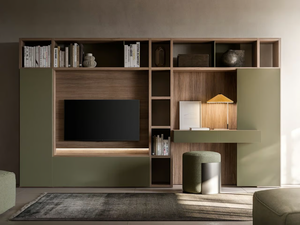 FREE - Sectional wooden bookcase with secretary desk - Cabinet by Santalucia Mobili